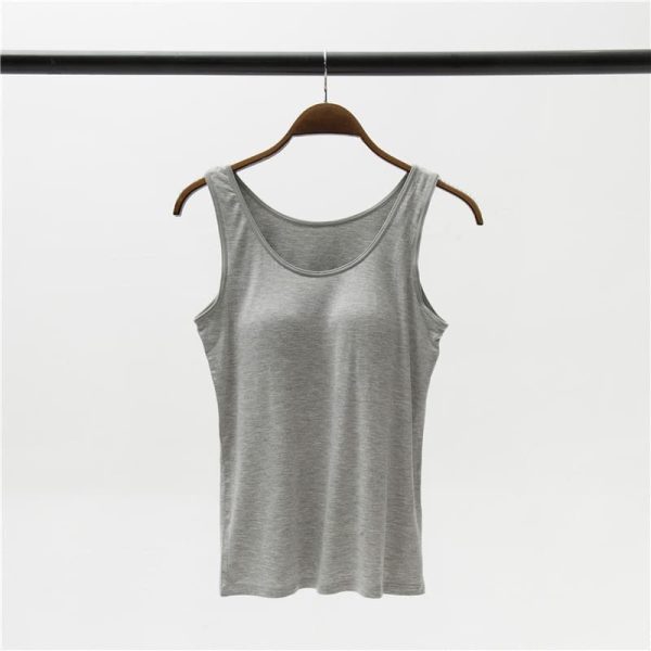 Built-In Bra Tank Top for Women – Fashion Camisole with T-Shirt Sleeves, - Image 2