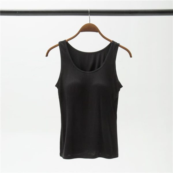 Built-In Bra Tank Top for Women – Fashion Camisole with T-Shirt Sleeves, - Image 5