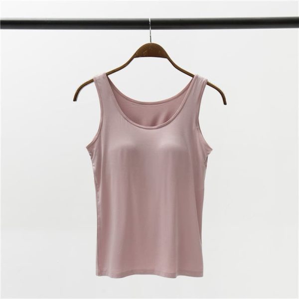 Built-In Bra Tank Top for Women – Fashion Camisole with T-Shirt Sleeves, - Image 3