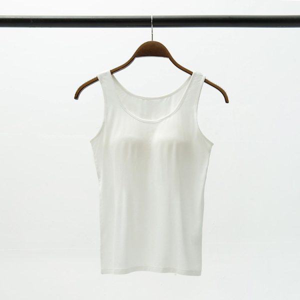 Built-In Bra Tank Top for Women – Fashion Camisole with T-Shirt Sleeves, - Image 6